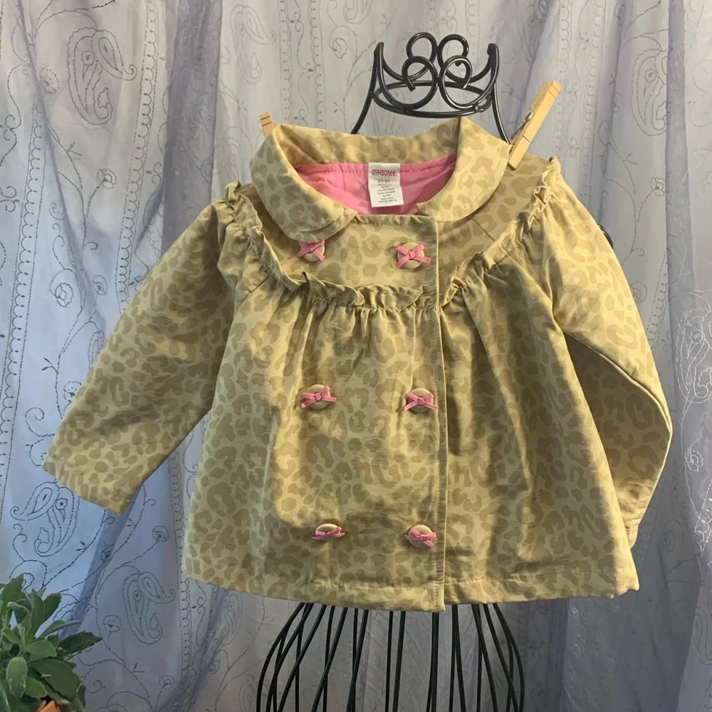 Gymboree Jacket Raincoat Windbreaker Leopard Animal Print Lined Swing